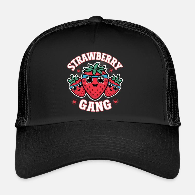Strawberry Gang - Team Erdbeere Pflücker - Trucker Cap - Schwarz/Schwarz