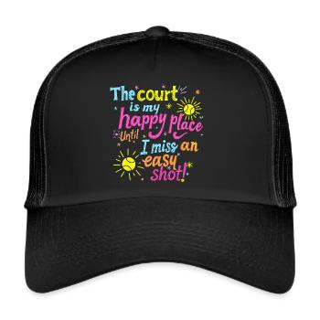 Tennis T-Shirt Hoodie Happy Place - Trucker Cap - Schwarz/Schwarz - Vorne