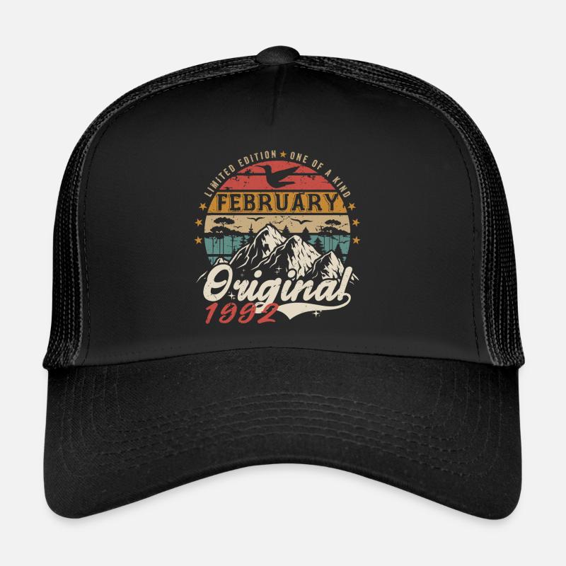 33rd Birthday Gift Born In February 1992 Trucker Cap