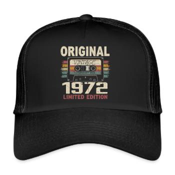 1972 cadeau anniversaire 1972 vintage 1972 rétro - Casquette trucker  - noir/noir - Devant