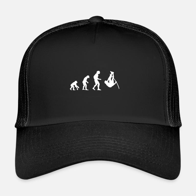 Evolution, Affen Stabhochspringer, Stabhochsprung - Trucker Cap - Schwarz/Schwarz