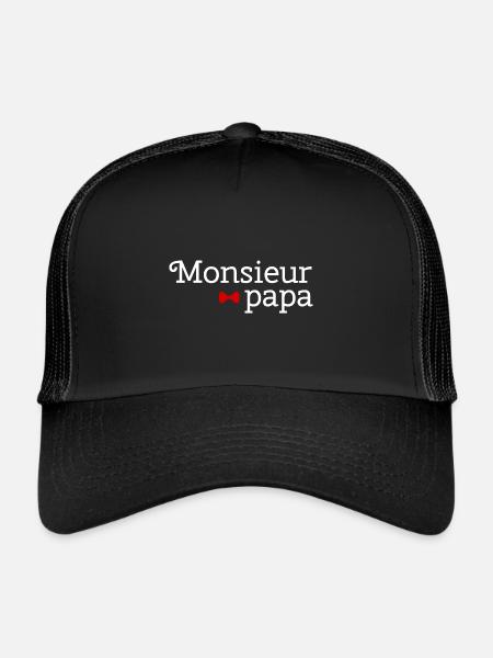 tee shirt fete des peres monsieur papa cadeau - Casquette trucker  - noir/noir - Devant