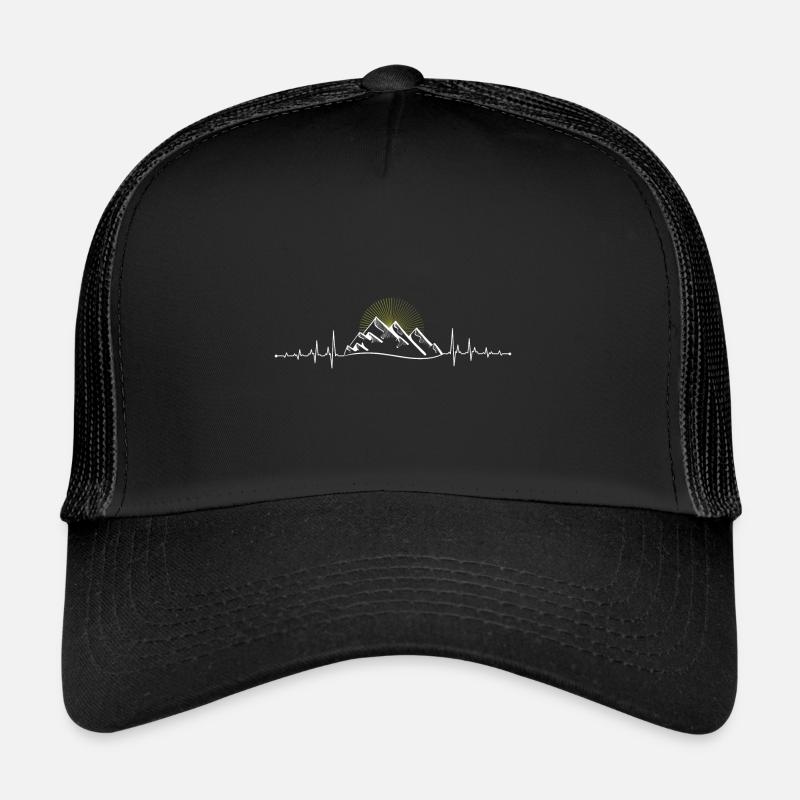 Heartbeat mountains gift Alps - Trucker Cap - black/black