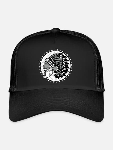 Beard indian - Trucker Cap - black/black - Front