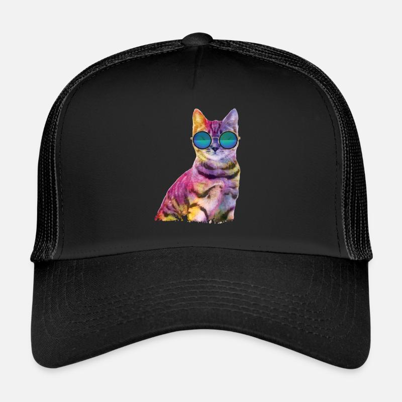 Rave Cat bunte Katze mit brille Trucker Cap