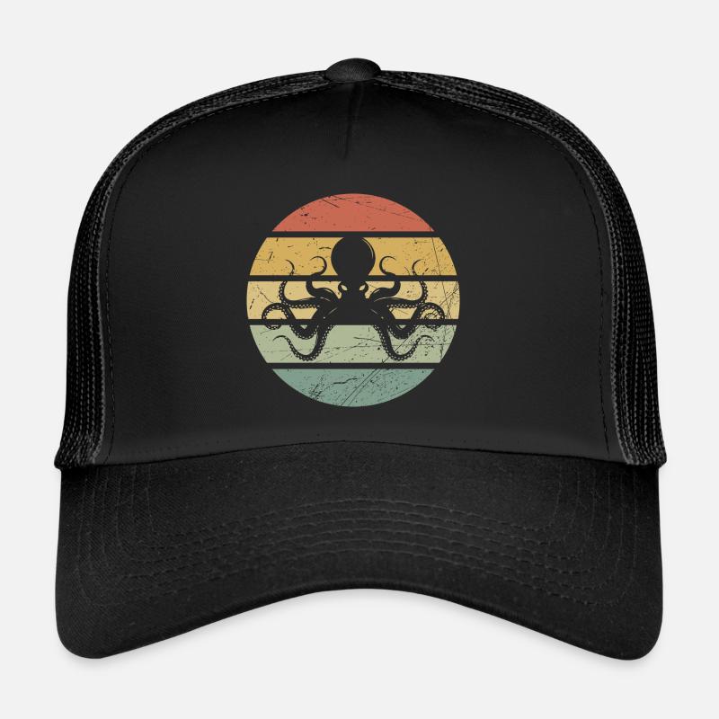 Octopus squid gift catching sea octopus - Trucker Cap - black/black