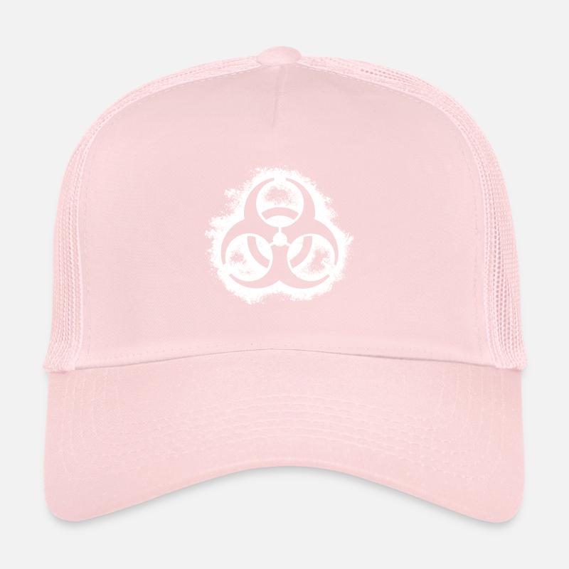Bio hazard outline white Trucker Cap