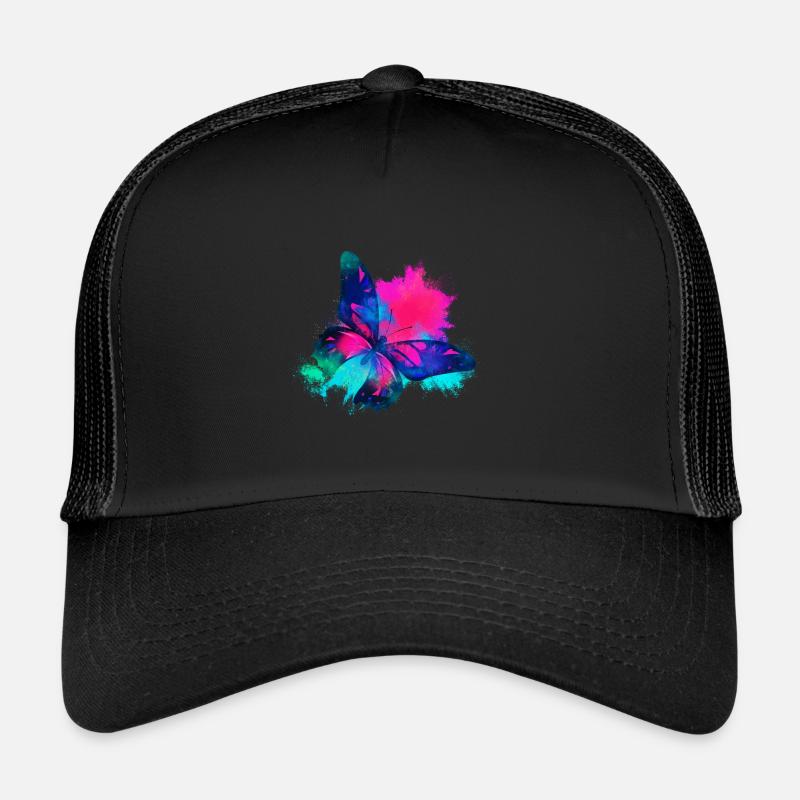 Butterfly Pink colorful - Trucker Cap - black/black
