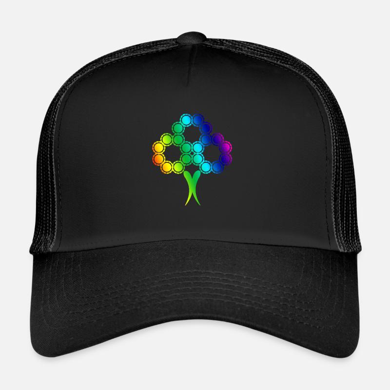 Regenbogen Bäumchen - Trucker Cap - Schwarz/Schwarz