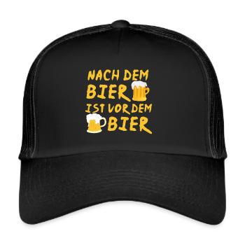 NACHDEM BIER IST VOR DEM BIER - Trucker Cap - Schwarz/Schwarz - Vorne