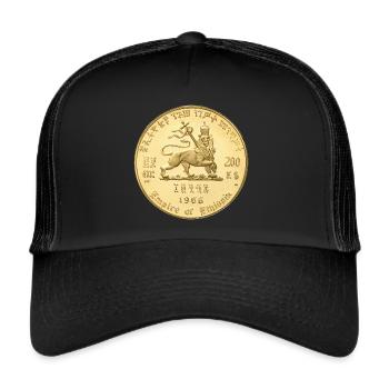 Lion de Juda - Jah Rastafari Roots Rasta Reggae - Casquette trucker  - noir/noir - Devant