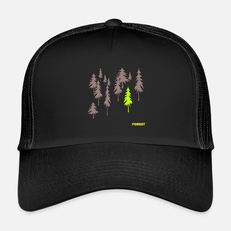 Forest - Wald - Trucker Cap - Schwarz/Schwarz