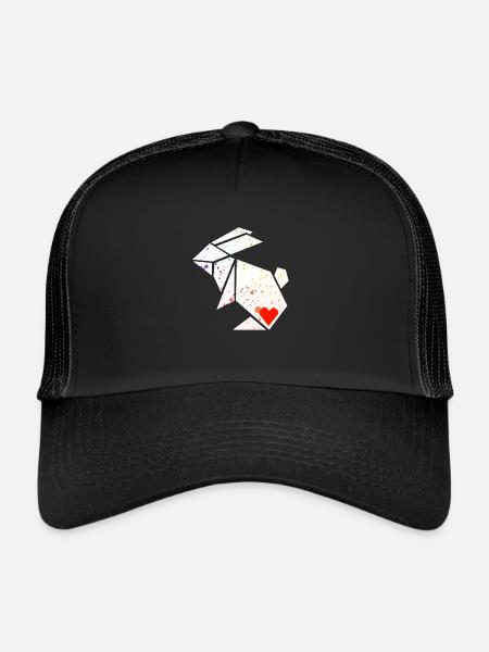 origami rabbit bunny - Trucker Cap - black/black