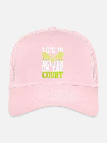 Tennis Tennisschläger Spruch - Trucker Cap - Hellrosa - Vorne