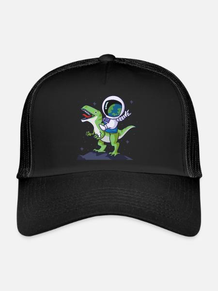 dinosaure astronaute - Casquette trucker  - noir/noir - Devant