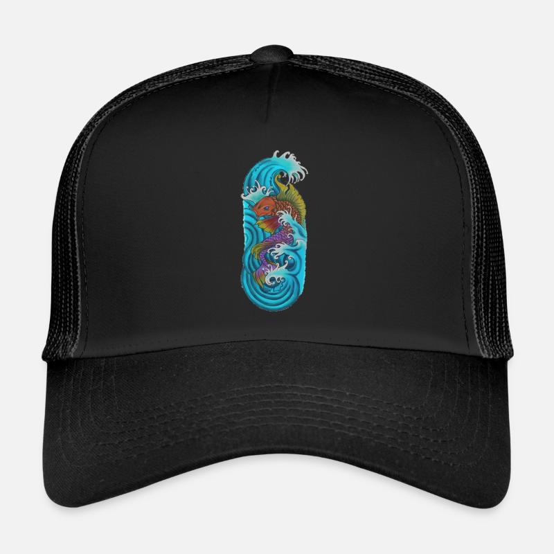 Poisson koi japonais Orange violet Casquette trucker 