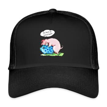 pig with empty piggy bank: you are totally hollow - Trucker Cap - black/black - Front