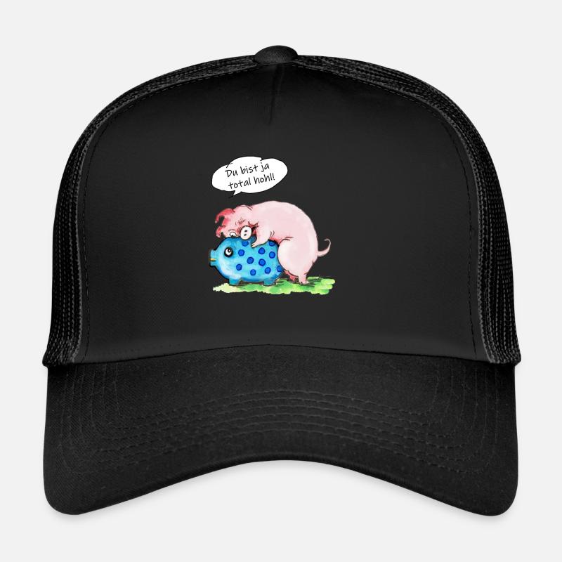 schwein mit leerem Sparschwein: du bist total hohl Trucker Cap