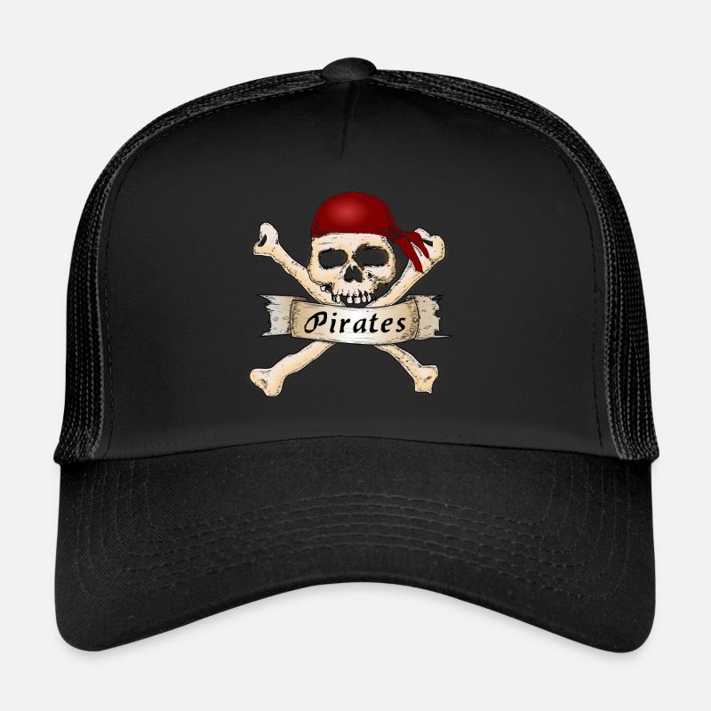 Pirate head with cap and bones Trucker Cap