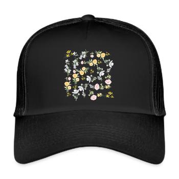 Vintage watercolour flowers - Trucker Cap - black/black - Front