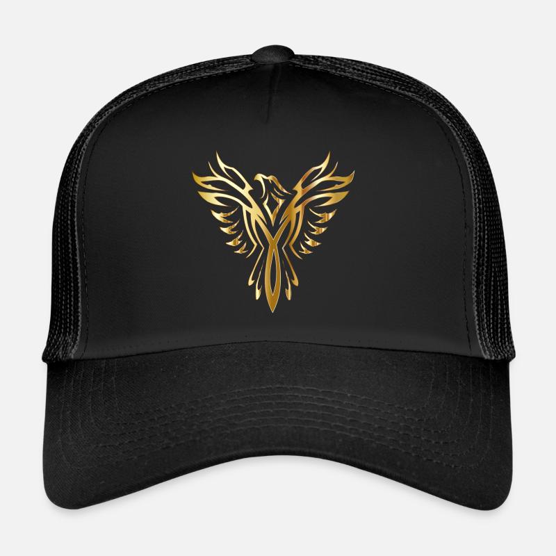 Vogel Phönix Flügel gold - Trucker Cap - Schwarz/Schwarz