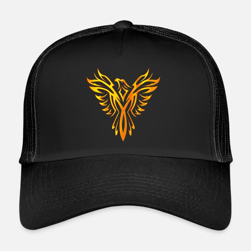 Vogel Phönix Flügel Feuer - Trucker Cap - Schwarz/Schwarz