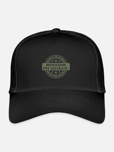 Thèse soutenue Doctorat Mission Terminé Don - Casquette trucker  - noir/noir - Devant