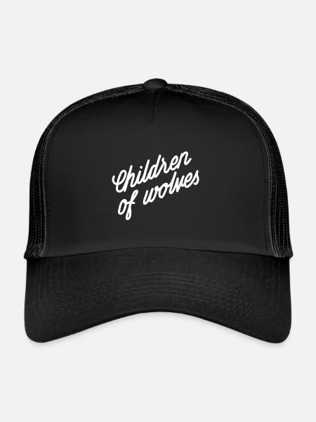 Enfants des loups - lettrage blanc - Casquette trucker  - noir/noir - Devant