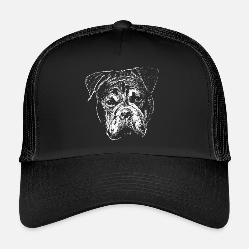 Tête de bouledogue continental blanc-BOBBY - Casquette trucker  - noir/noir