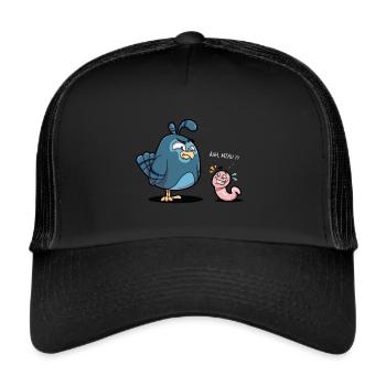 Lustiger Vogel Wurm Äh Miau Spaß Humor Geschenk - Trucker Cap - Schwarz/Schwarz - Vorne