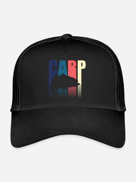 Retro Carp Carp Angler Fisherman - Trucker Cap - black/black - Front