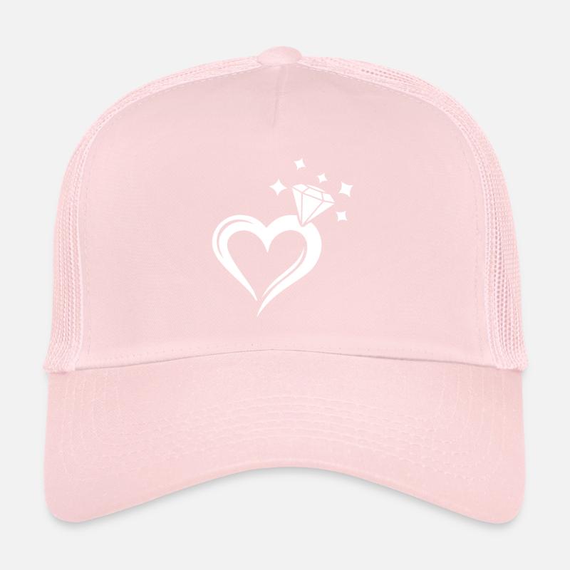 Heart Ring Diamond Marry Wedding Trucker Cap