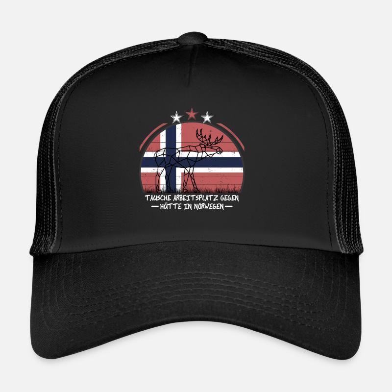 Hütte in Norwegen - Trucker Cap - Schwarz/Schwarz