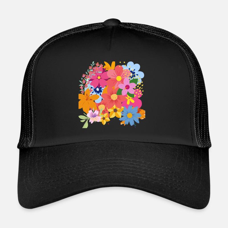 Frühlingsblumenstrauß - Trucker Cap - Schwarz/Schwarz