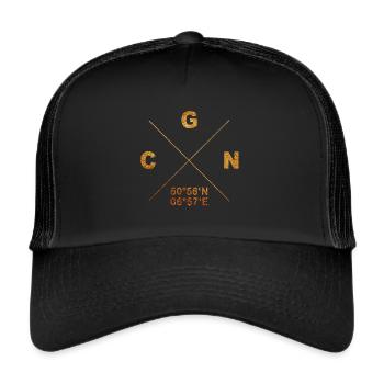 CGN Heimat Stadt Koordinaten Geschenk Domstadt - Trucker Cap - Schwarz/Schwarz - Vorne