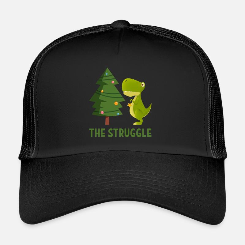 The struggle gift saying TreeRex dinosaur - Trucker Cap - black/black