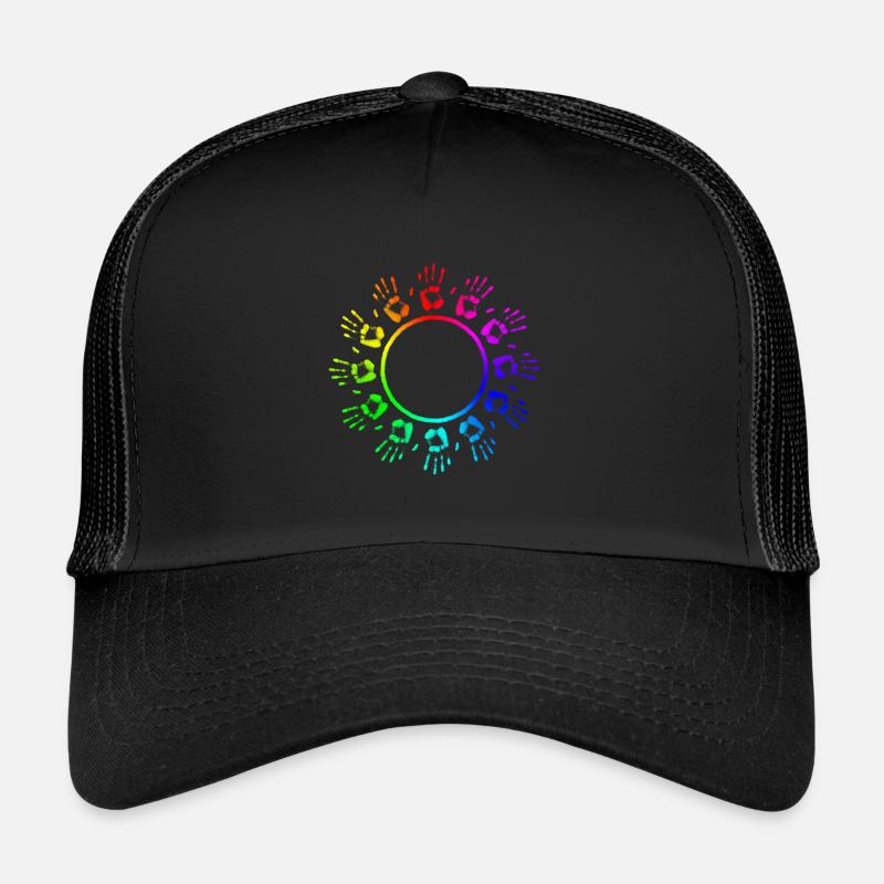haende coloré en cercle en arc-en-ciel Casquette trucker 
