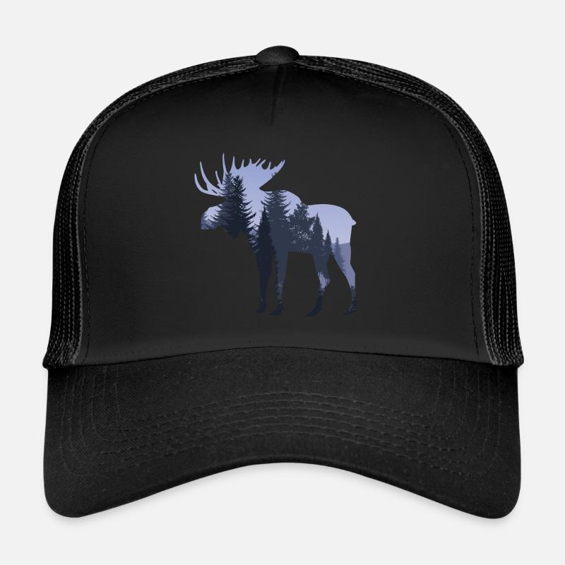 Suède Orignal dans la forêt - Casquette trucker  - noir/noir