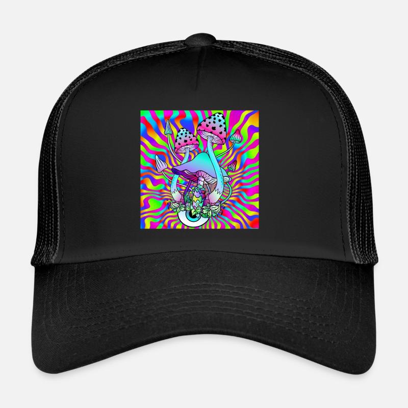 Magic Mushrooms Hippie Psychedelic Mushroom Art Trucker Cap