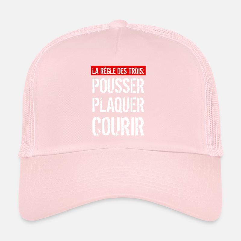 Règle des Trois : POUSSER, PLAQUER, COURIR (Rugby) Casquette trucker 