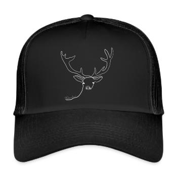 cerf de noel minimaliste trait - Casquette trucker  - noir/noir - Devant