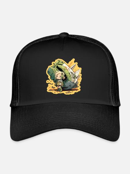 Jolie fille, pilote et vaisseau spatial - Casquette trucker  - noir/noir - Devant
