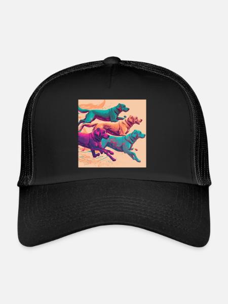 Chiens colorés - Groupe de chiens - Casquette trucker  - noir/noir - Devant