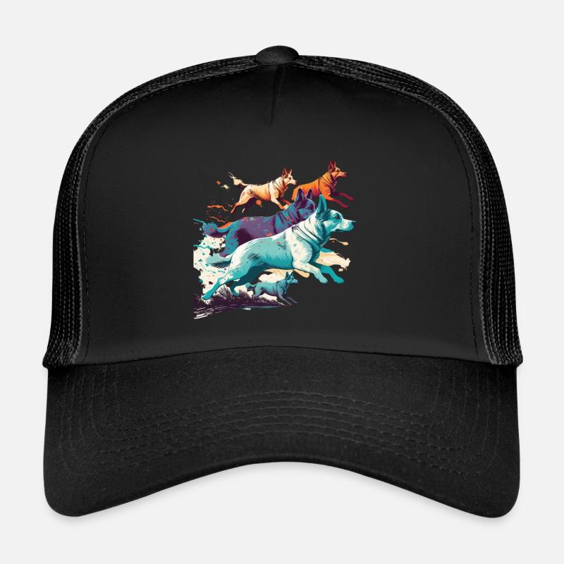 Bunte Hunde - Hunde Gruppe - Trucker Cap - Schwarz/Schwarz