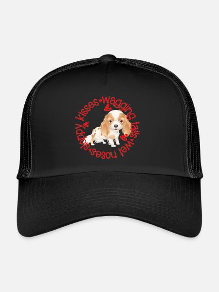 Cute King Charles Spaniel, sloppy kisses - Trucker Cap - black/black