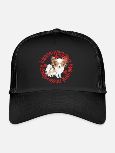 Cute Papilon, sloppy kisses - Trucker Cap - black/black - Front