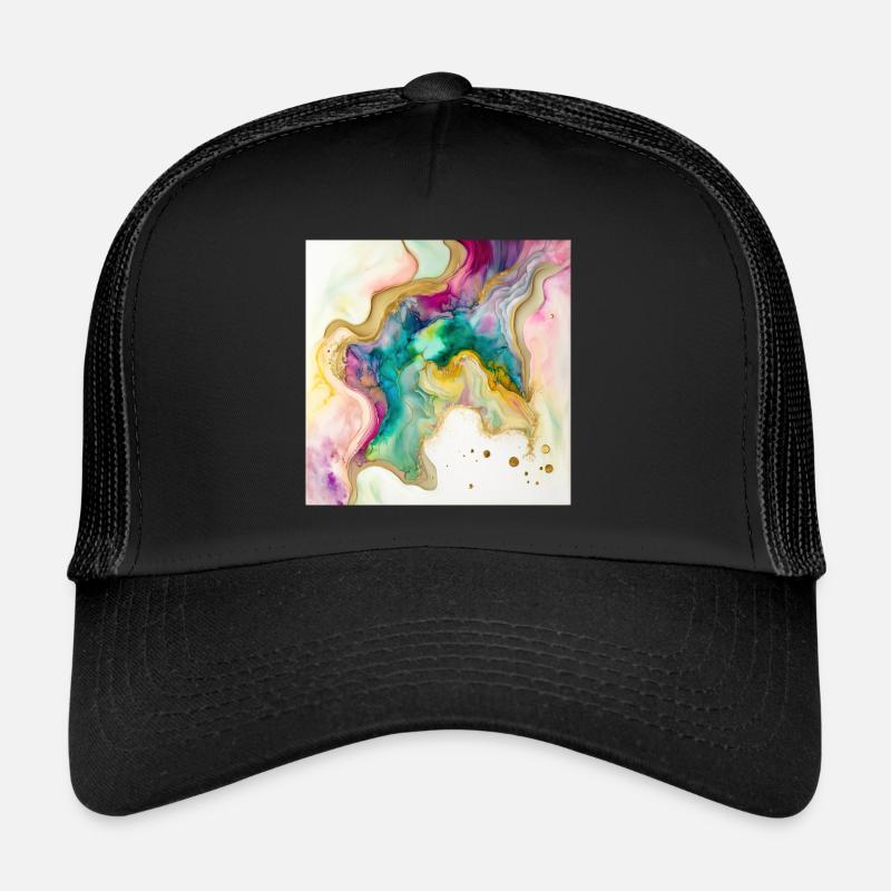 Regenbogenfarben und Goldfarben-Wirbelmuster Trucker Cap