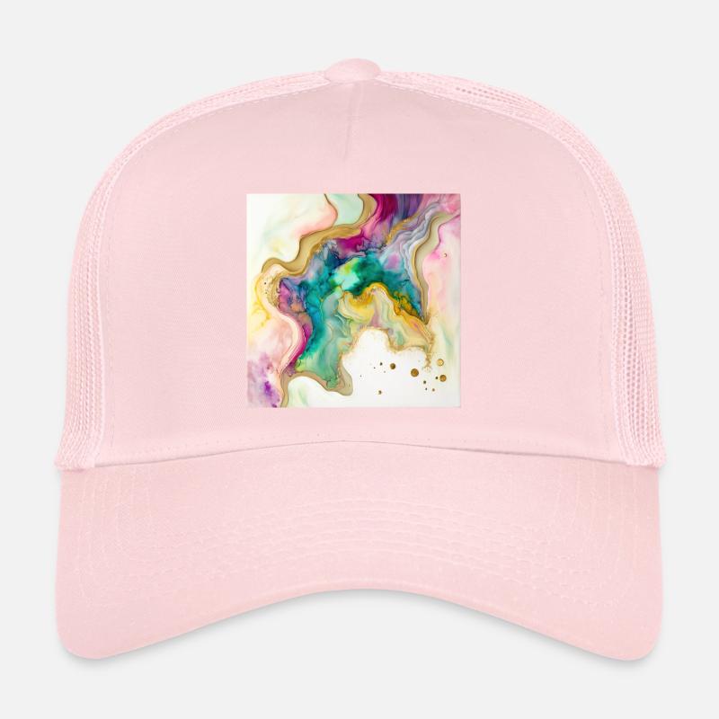 Regenbogenfarben und Goldfarben-Wirbelmuster Trucker Cap