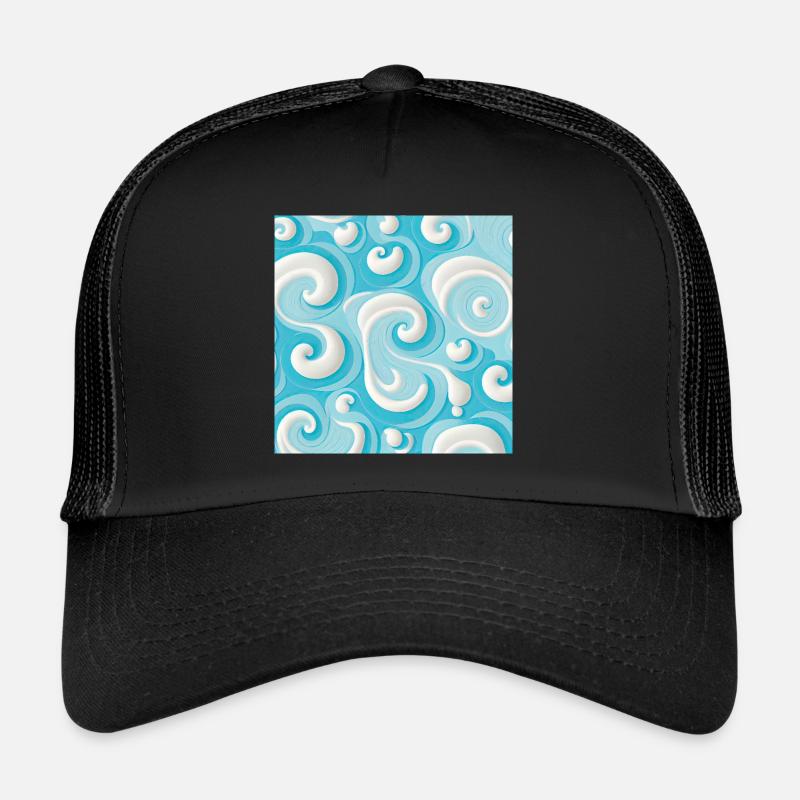 Motif de tourbillon abstrait bleu pastel et blanc Casquette trucker 