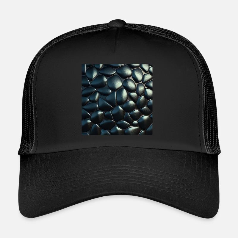 Black Cobblestone Metallic Textured Pattern - Trucker Cap - black/black